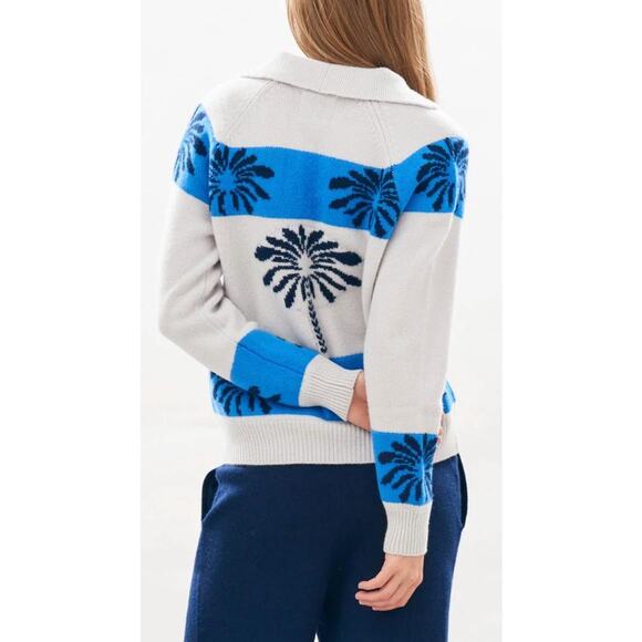 Jumper 123 Palm Cardigan in Fog Shark & Azure 2 S - Picture 2 of 3